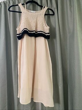 Zara Cream Dress with Black Knit Trim